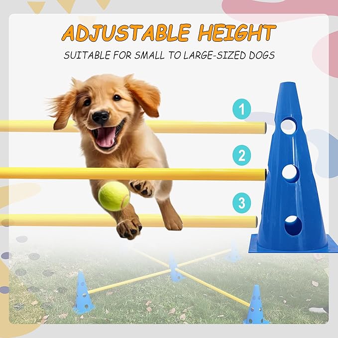 Dog Agility Hurdle Cone Set, Dog Agility Set Include 12 Agility Cones 6 Agility - Image 5