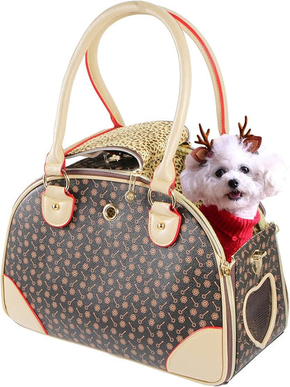 Fashion Dog Carrier PU Leather Dog Handbag Dog Purse Cat Tote Bag Pet Cat Dog by BETOPHOUSE