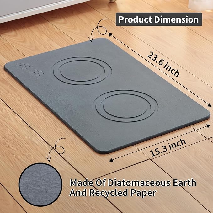 Home Dog Cat Bowl Stone Mat–Natural Diatomite Stone Pet Bowls Mat, Pet Feeding - Image 4