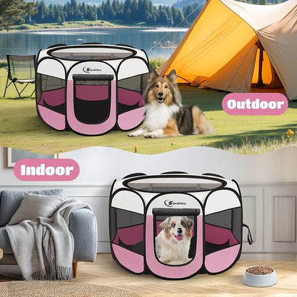 Pink Puppy Playpen for Large Dog Cat, Dog Tent Crates Cage Indoor/Outdoor - Image 3