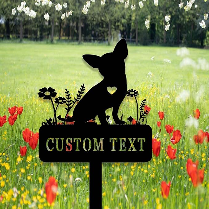 Custom Metal Chihuahua Memorial Stake, Chihuahua Grave Marker, Personalized Dog by Unknown