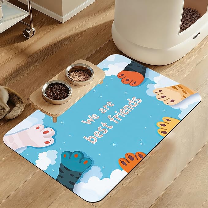 Cat Paw Pet Feeding Mat–Christmas Stocking Quick Dry Absorbent Dog Cat Food Mat by LUTASER