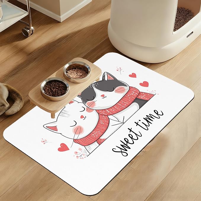 Sweet Cat Lovers Dog Cat Food Mat–Christmas Stocking Absorbent Waterproof by LUTASER