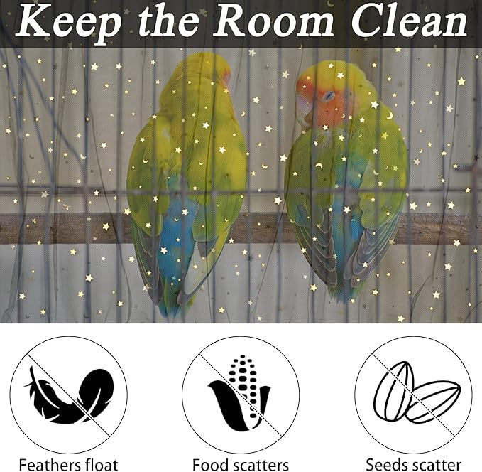 JULMELON 2Pcs Adjustable Bird Cage Seed Catcher Birdcage Nylon Mesh Cover - Image 5
