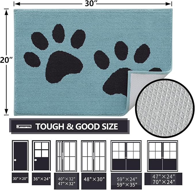 Buganda Dog Door Mat for Muddy Paws, Absorbent Dirt Trapper Washable Indoor - Image 2