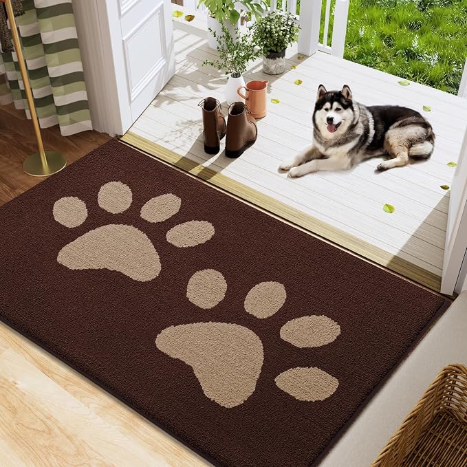 Buganda Dog Door Mat for Muddy Paws, Absorbent Dirt Trapper Washable Indoor by Buganda