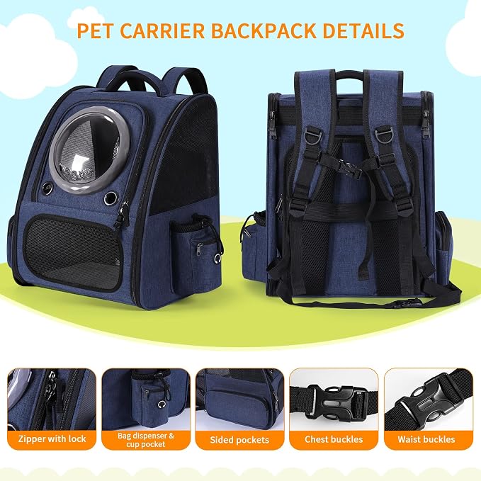 Bubble Cat Backpack Carrier, Expandable Cat Carrier Backpack, Breathable Pet - Image 7