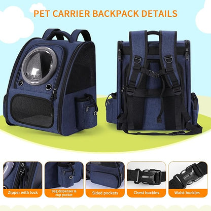 Bubble Cat Backpack Carrier, Expandable Cat Carrier Backpack, Breathable Pet - Image 7