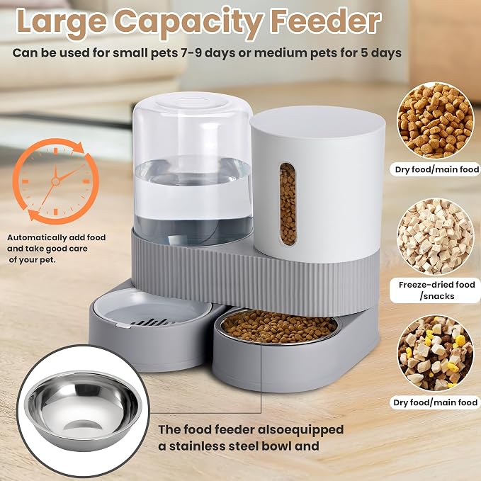 2 Pack Automatic Cat Feeder Stainless Steel Water Dispenser Gravity Food Feeder - Image 5