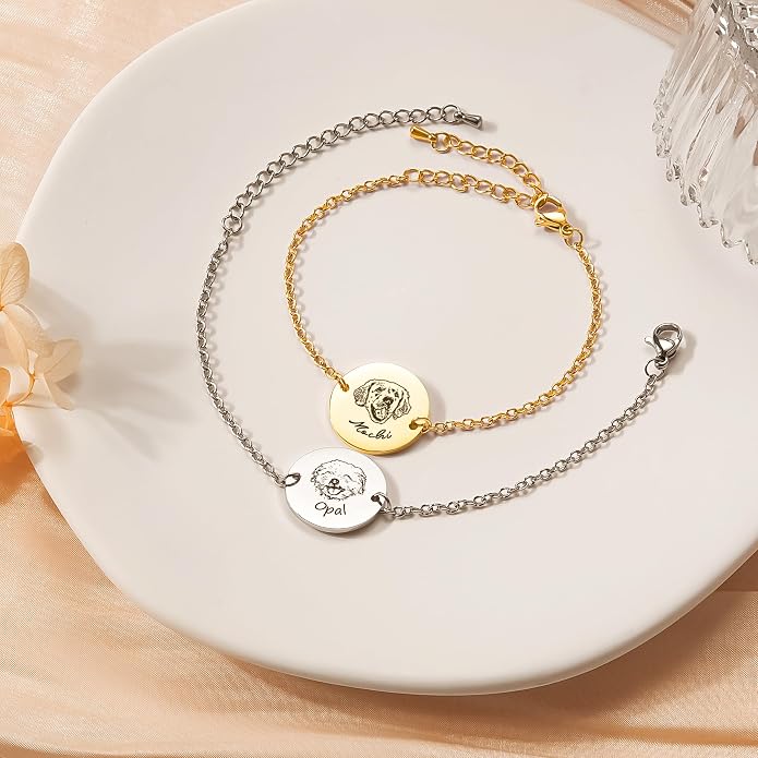 Anavia Personalized Pet Portrait Bracelet, Handmade Engraved Stainless Steel - Image 8