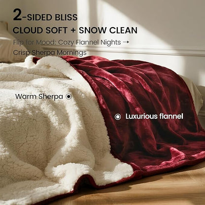 gogobunny Waterproof Bed Blanket, Reversible Sherpa Fleece Throw Blanket - Image 2