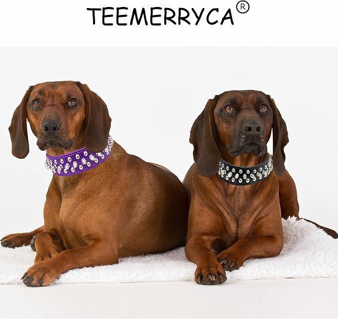 TEEMERRYCA Adjustable PU Leather Spiked Studded Dog Collars - Image 2