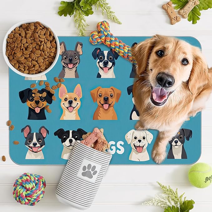 Cute Dog Cat Food Mat, Absorbent Pet Feeding Mat - Image 7