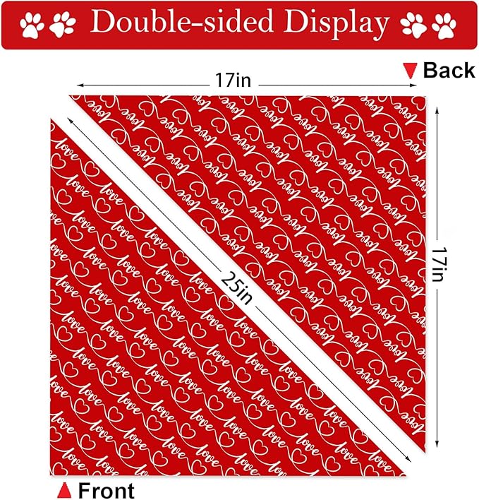 Heart Dog Bandanas 2 Pack, Mother’s Day Dog Bandanas, Triangle Reversible Love - Image 6