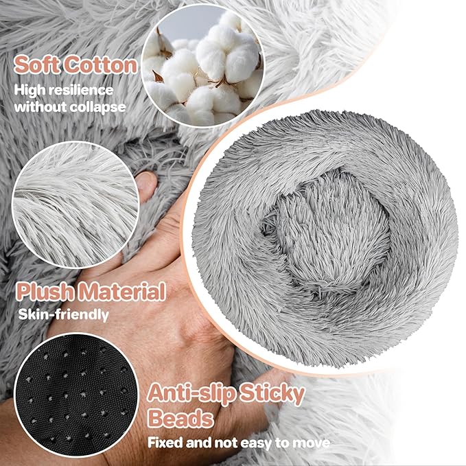Cat Bed - Calming Cat Bed for Small Kittens Donut Washable Round for Indoor - Image 3