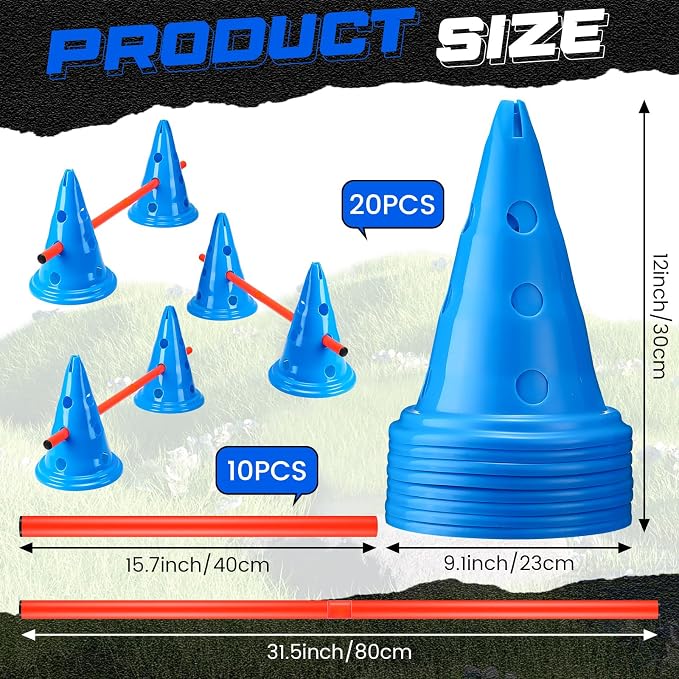 10 Sets Dog Agility Hurdle Cone Set 20 Pcs Exercise Cones - Image 2