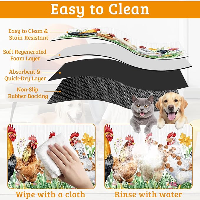 Chicken Rooster Dog Cat Food Mat - Image 5