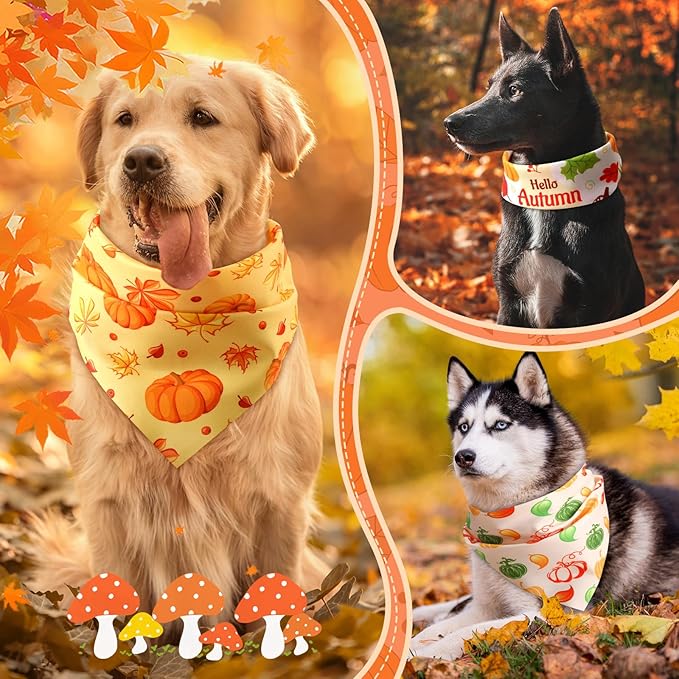 Chunful 100 Pieces Thanksgiving Dog Bandanas Bulk Fall Autumn Pet Bandanas - Image 6