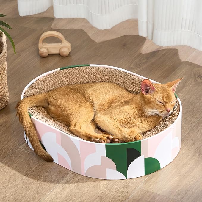 Cat Scratcher Cardboard, 2 in 1 Oval Cat Scratch Pad Bowl by Conlun