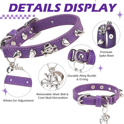 EXPAWLORER Leather Cat Collar for Girl Boy- Adjustable Pet Collar - Image 3