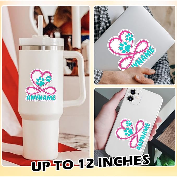 Custom Pet Name Sticker Personalized Text Infinity Heart Pawprint Animal Lovers - Image 3
