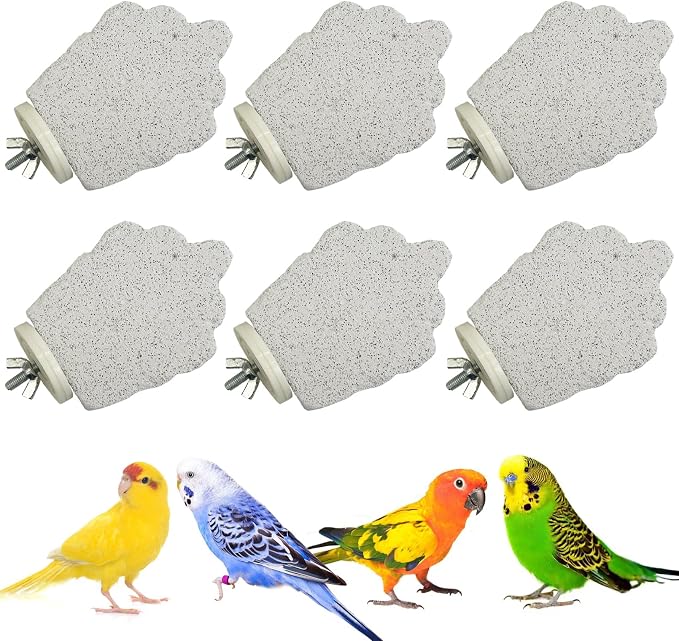 PINVNBY 6 PCS Bird Perch Parrot Beak Grinding Stone Calcium Mineral Parrot by PINVNBY