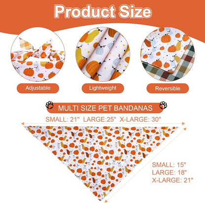 Fall Dog Bandanas Large 3PCS, 6 Pattern Thanksgiving Scarf - Image 3