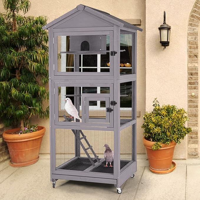 Aivituvin Outdoor Bird Cage Large Wooden Bird Aviary by Aivituvin