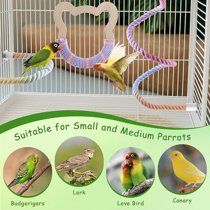 3 Pcs Gradient Bird Perching Rope Set, Bendable Bird Perching Rope - Image 6
