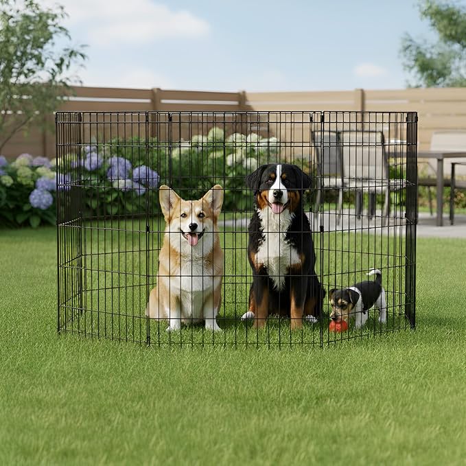 FDW 36 Inch Dog Pen 8 Panel Dog Playpen Indoor Outdoor Metal Puppy Pet Fence - Image 2
