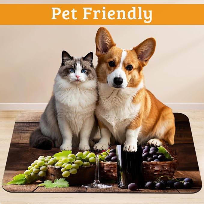 Pet Feeding Mat, Non-Slip Water Bowl Placemat, Pet Supplies 12" x 20" - Image 2