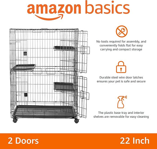 Amazon Basics Large 3-Tier Cat Cage Playpen - Image 2
