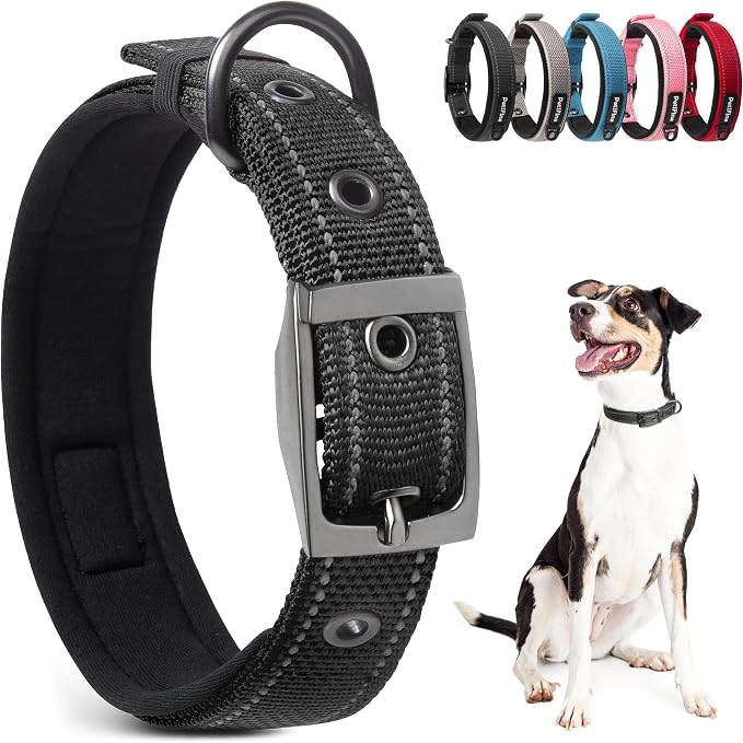 PetiFine Dog Collar for Large Dogs, Neoprene Padded and Adjustable, Reflective by PetiFine