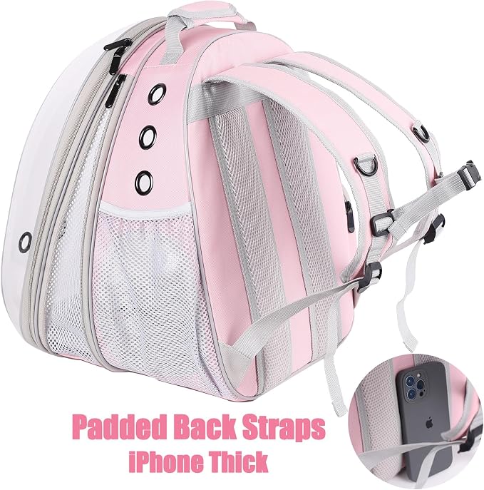 Front Expandable Cat Backpack Carrier, Fit up to 20 lbs, Space Capsule Bubble - Image 5