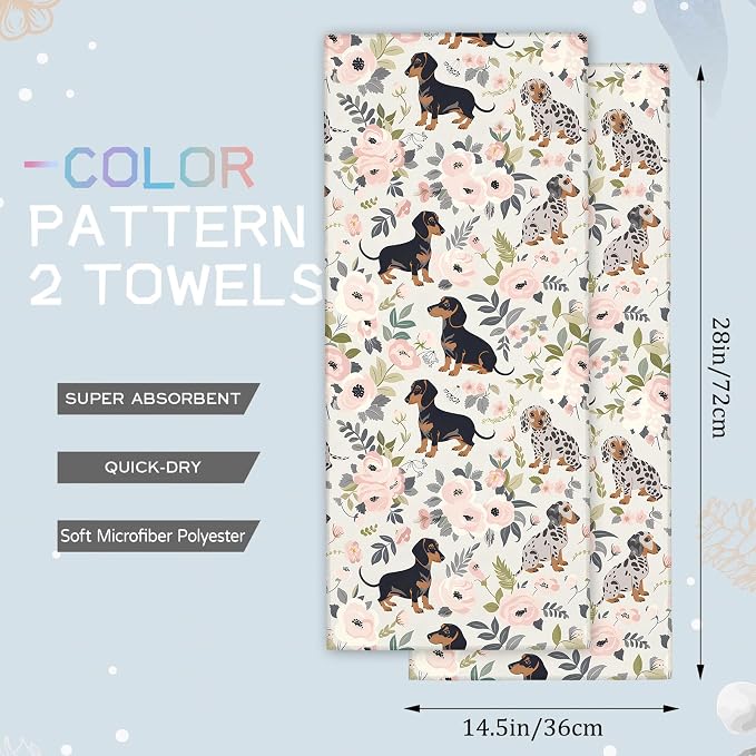 Cute Dachshund Hand Towels - Image 2