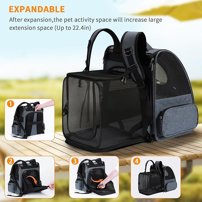 Bubble Cat Backpack Carrier, Expandable Cat Carrier Backpack, Breathable Pet - Image 3
