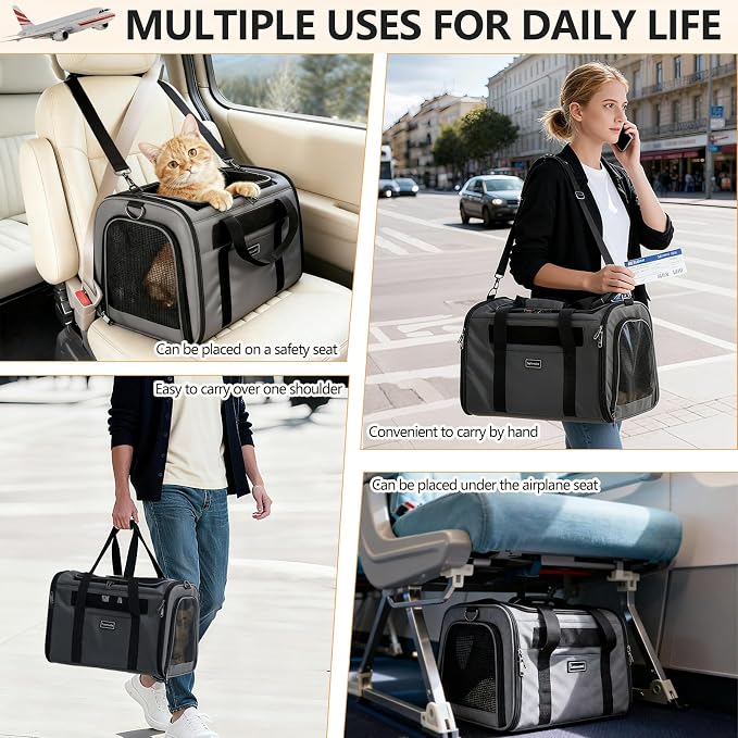 Cat Travel Carrier .Foldable Dog Carrier Bag, Soft Sided cat Carrier up to 20 - Image 8