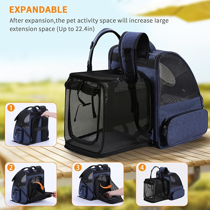Bubble Cat Backpack Carrier, Expandable Cat Carrier Backpack, Breathable Pet - Image 3
