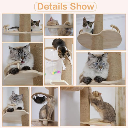 Floor to Ceiling Cat Tree Height Adjustable Cat Tower 5 Tier Hemp Scratching - Image 7