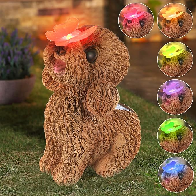 Dog Statues Outdoor Decor, Solar Lights Outdoor Statue Garden Decorations Solar by PaLuQiYa