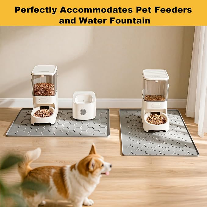 Pieviev 24''x16'' Dog Cat Food Bowl Mat, Silicone Waterproof Food Grade Pet - Image 8