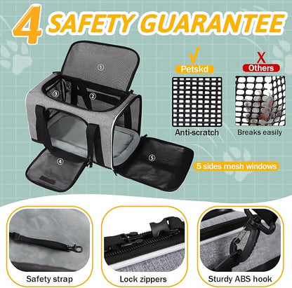 Petskd Pet Carrier 17x11x10.5 Delta American United Airline Approved, Pet - Image 5