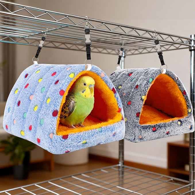 2 Pack Bird Nest House, Hanging Hammock Fluffy Parrots Bird Bed - Image 5