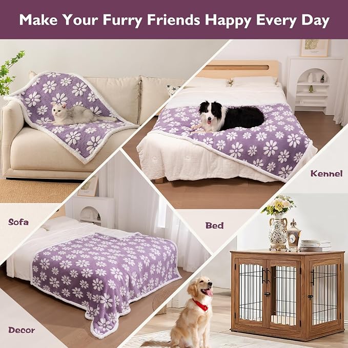 Waterproof Blanket for Dog Puppy Cat, Cute 3D Textured Flower Dog Blanket for - Image 4