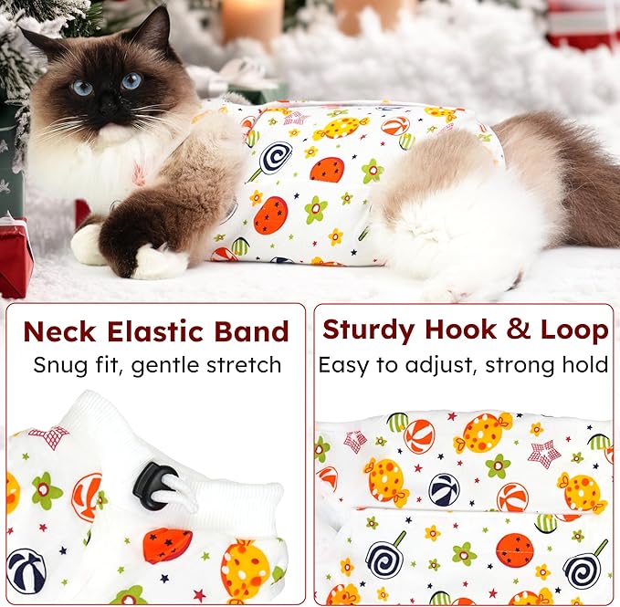Cat Recovery Suit for Spay Abdominal Wounds, Breathable Cat Onesie for Cats - Image 3