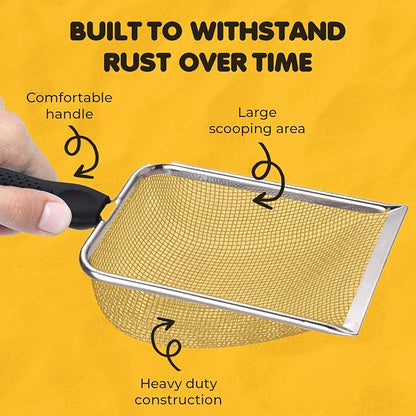 SunGrow Reptile Sand Scoop, Stainless Steel Fine Mesh Net - Image 5