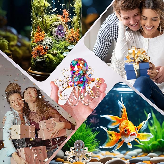 Octopus Decor Aquarium RoseQuartze Gravel Decorative Resin Glass - Image 7