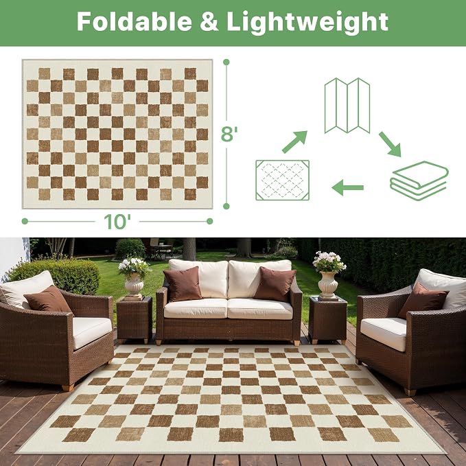 GENIMO Outdoor Rug for Patio Clearance, Lightweight Waterproof RV Camping Mat - Image 2
