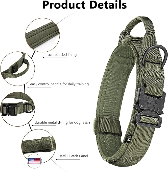 DAGANXI Tactical Dog Collar, Adjustable Military Training Nylon Dog Collar - Image 3