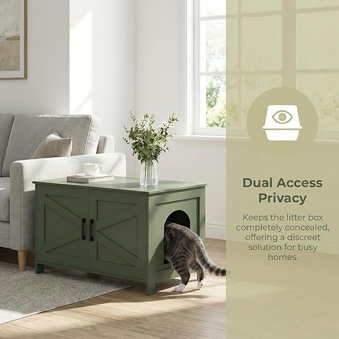 Homhedy Cat Litter Box Enclosure, Litter Box Furniture Hidden - Image 2